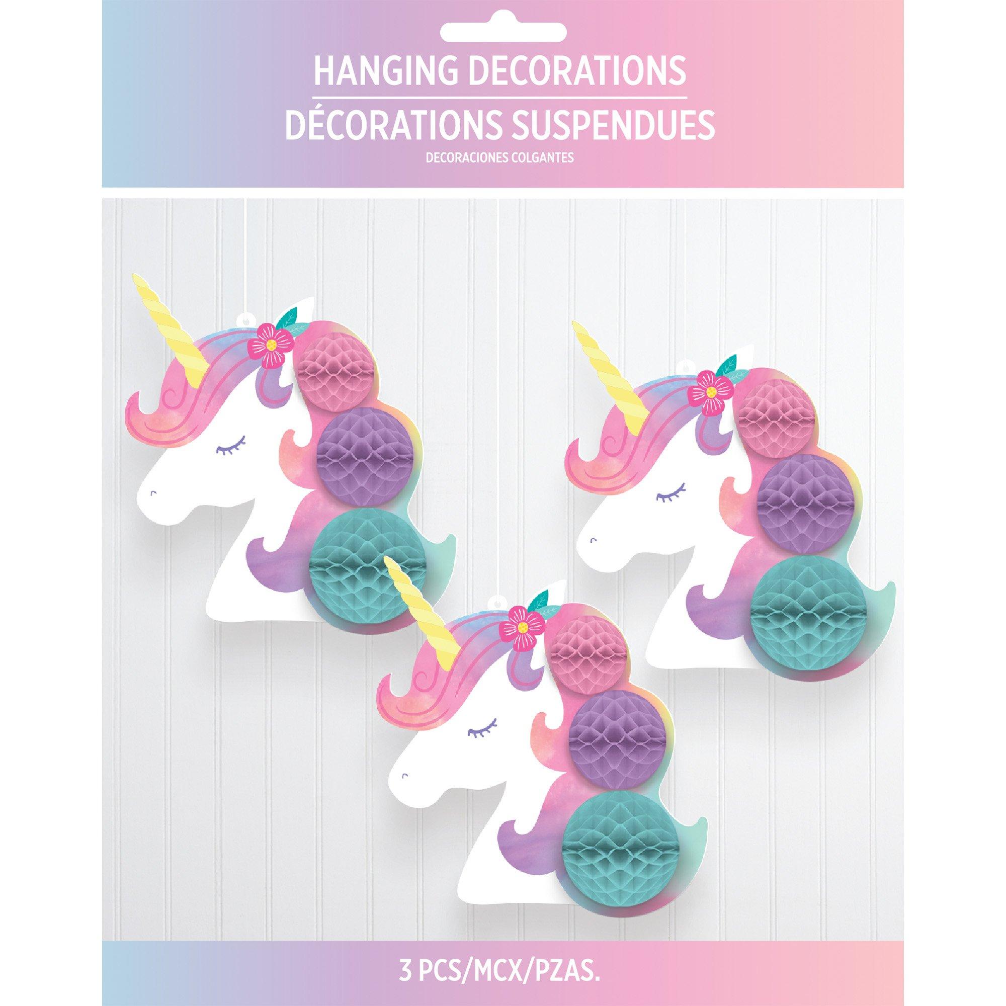 Enchanted Unicorn Honeycomb Decorations. 3ct - Image 3