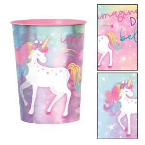 Metallic Enchanted Unicorn Plastic Favor Cup. 16oz