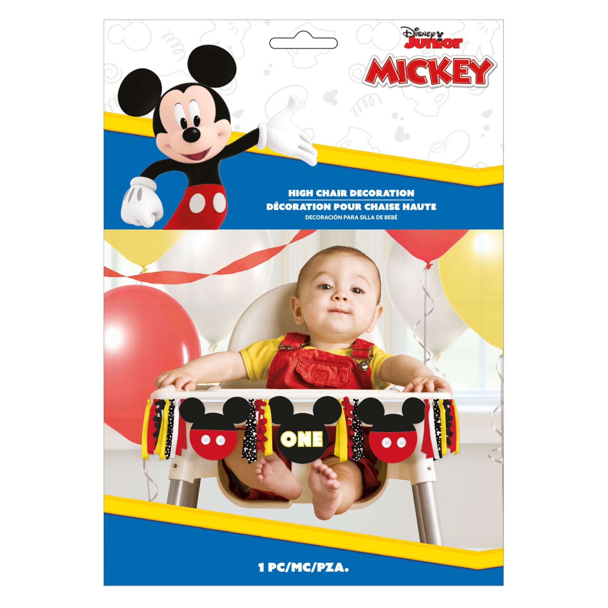 Mickey Mouse Forever 1st Birthday Fabric & Ribbon High Chair Decoration. 38in - Image 4
