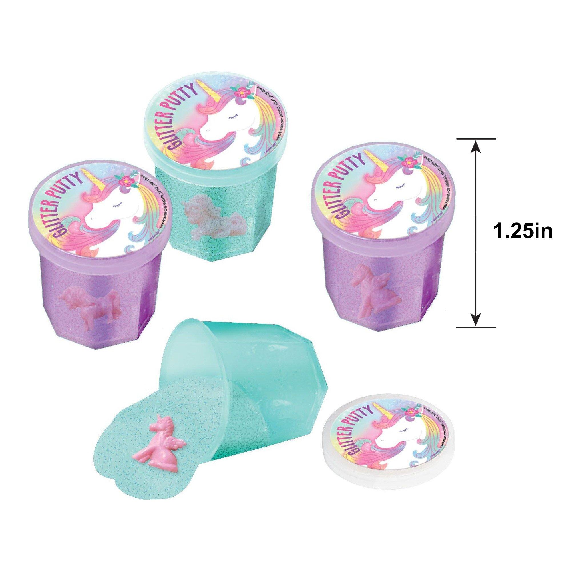 Glitter Unicorn Putty Party Favors for Kids with Toy Surprise. 12ct - Image 2