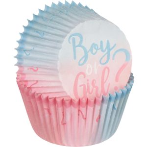 Boy or Girl Gender Reveal Paper Baking Cups. 75ct - The Big Reveal