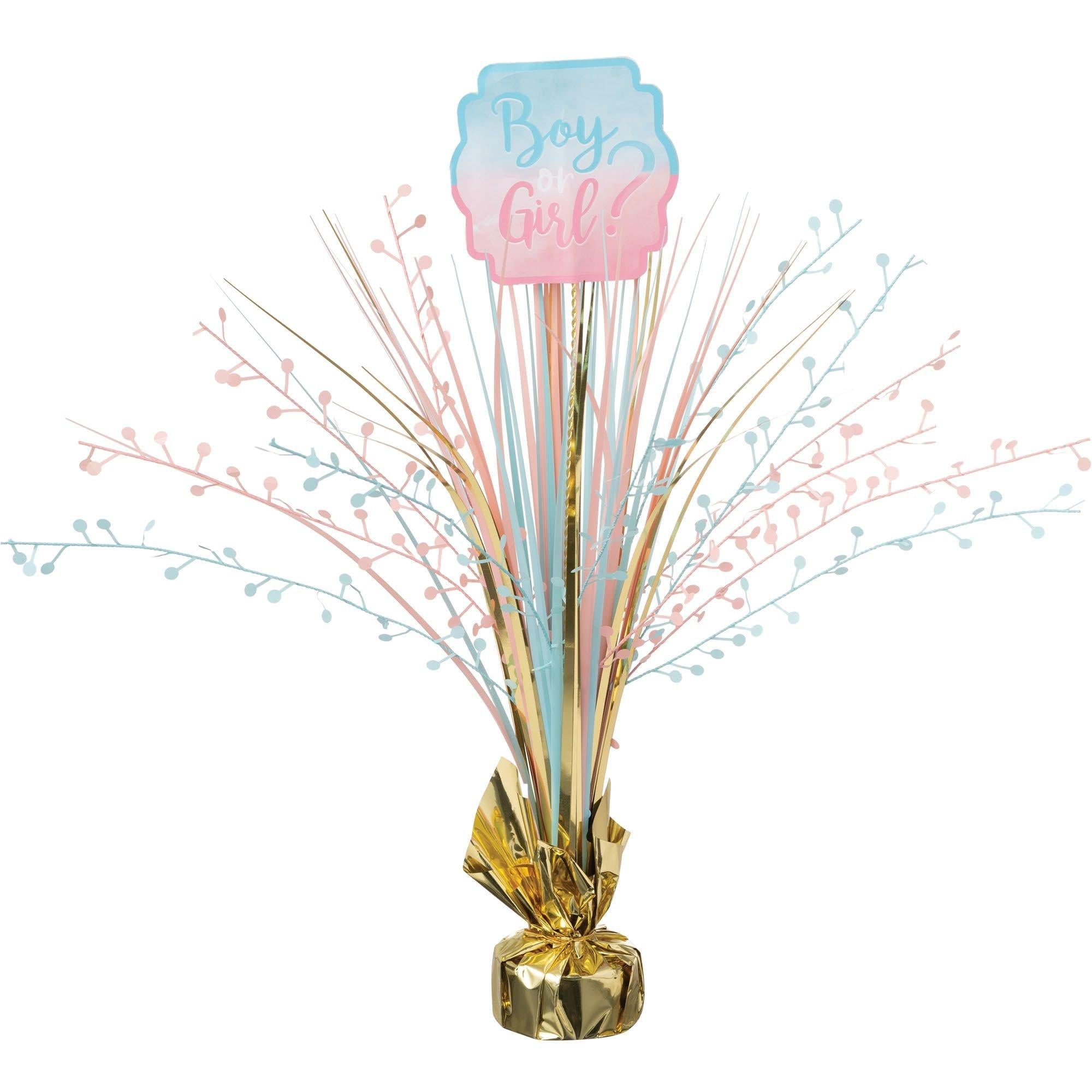 Boy or Girl? Gender Reveal Foil & Cardstock Spray Centerpiece. 18in - The Big Reveal