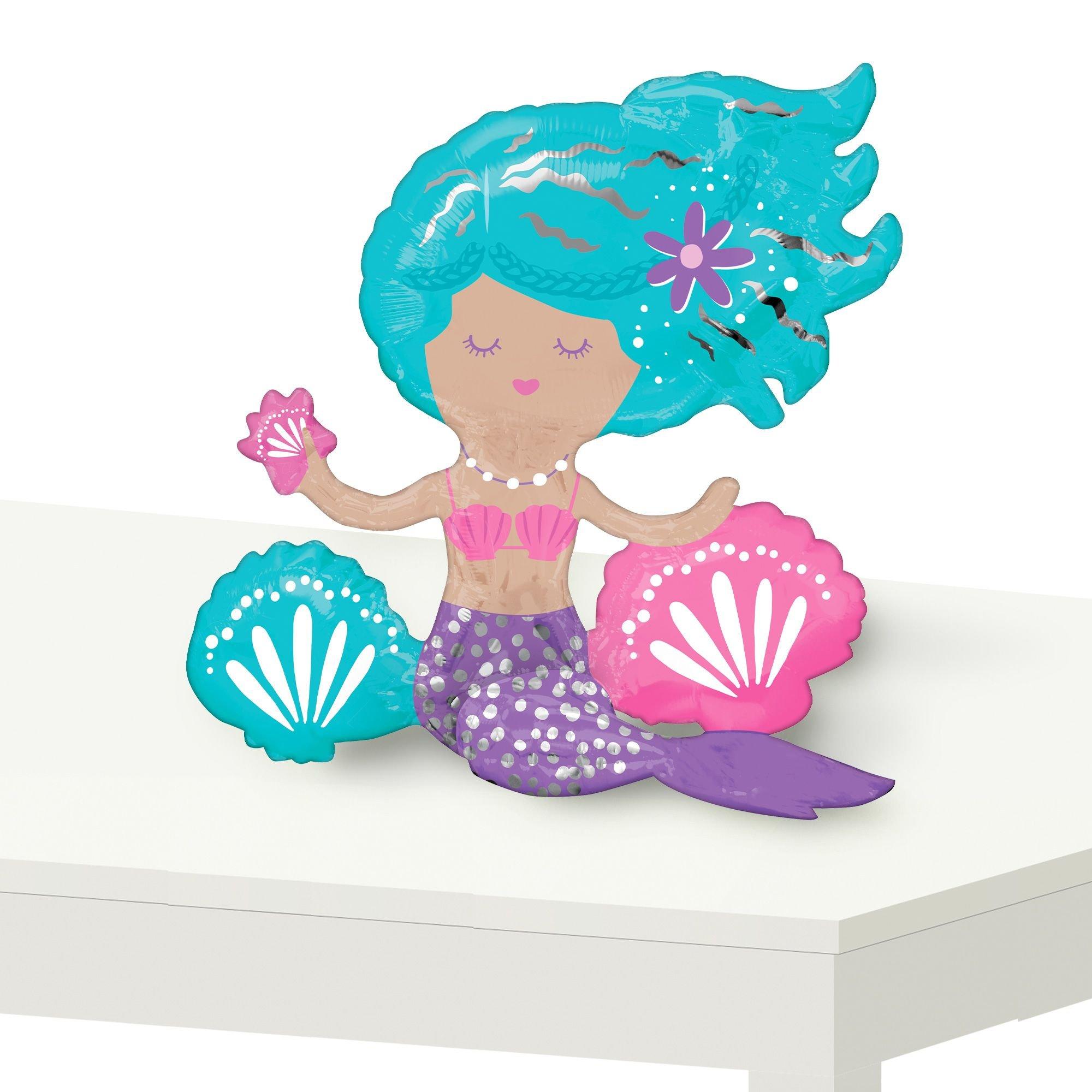 Air-Filled Sitting Shimmer Mermaid Balloon. 18in
