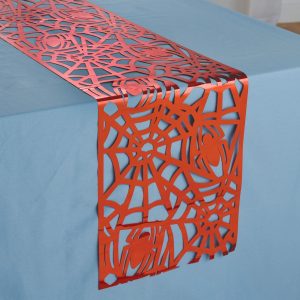 Red Spider & Web Foil Table Runner. 11.4in x 72in - Spider-Man Webbed Wonder