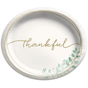 Simply Thankful Oval Paper Dinner Plates. 12in. 20ct