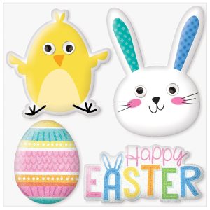 Easter Plastic Puffy Stickers. 4ct
