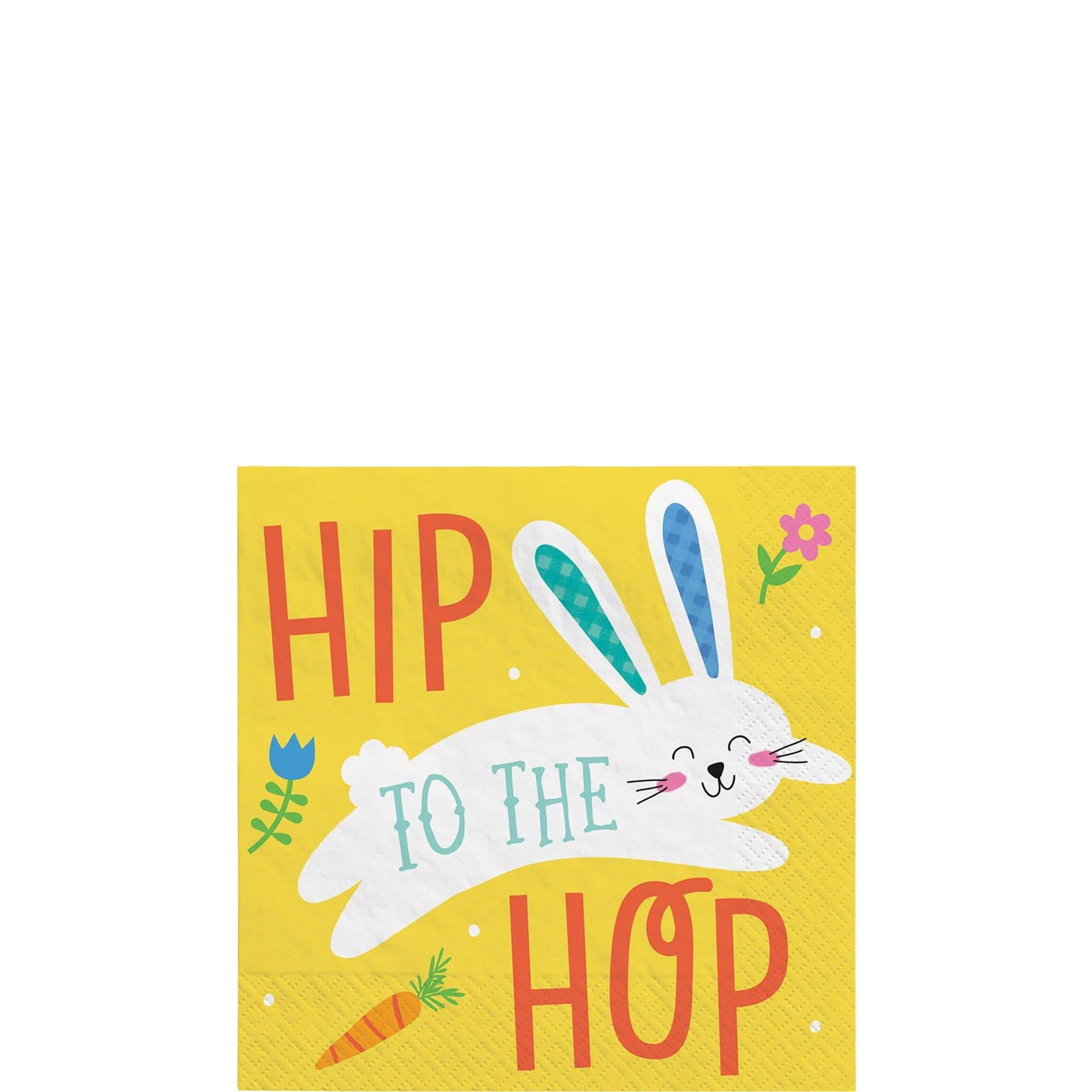 Funny Bunny Easter Paper Beverage Napkins. 5in. 16ct
