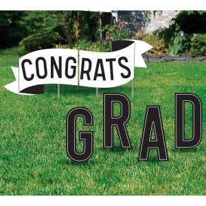 Congrats Grad Plastic & Metal Yard Sign Kit. 14in. 6pc