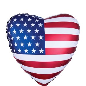 American Flag Satin Heart Balloon. 17in