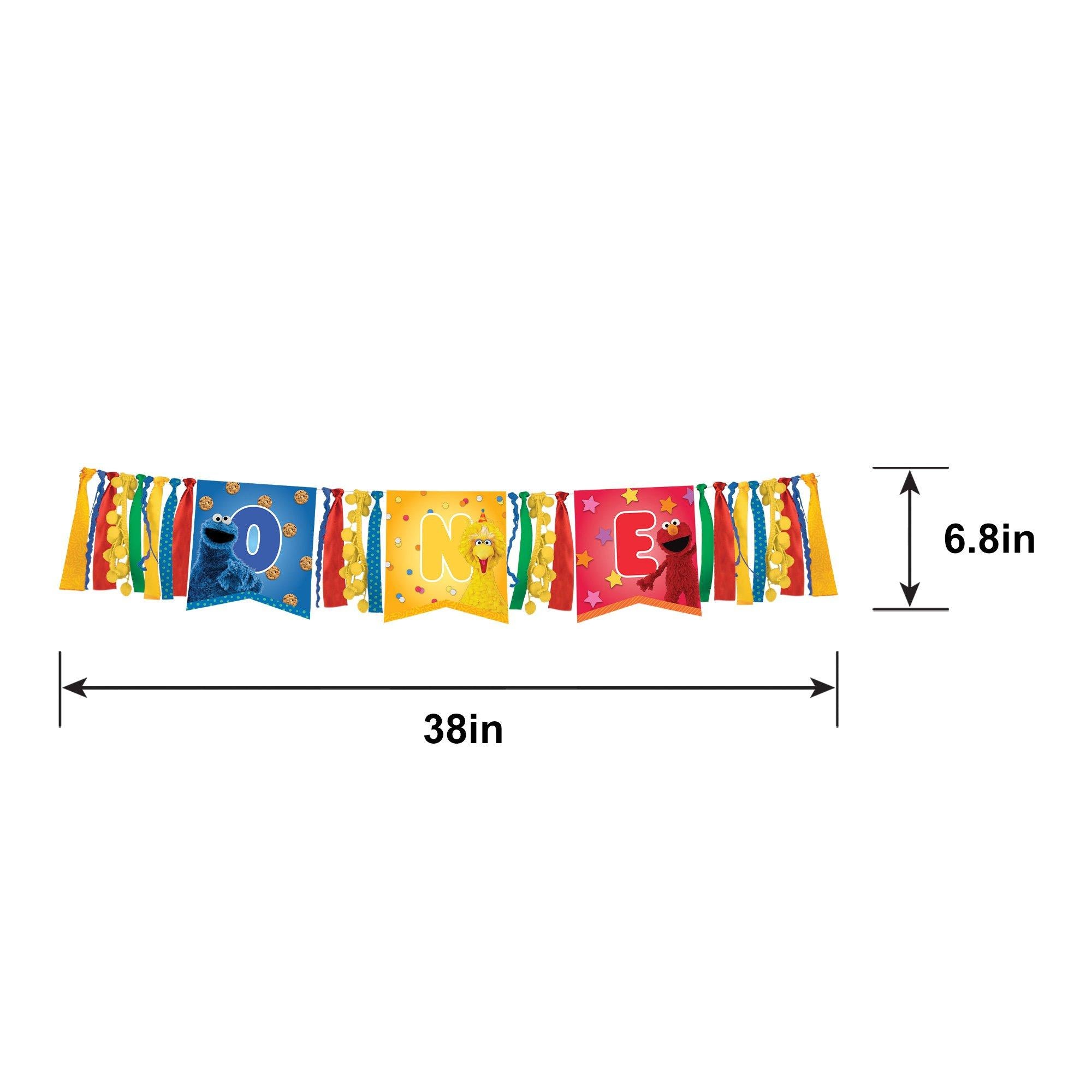 Everyday Sesame Street 1st Birthday Cardstock & Fabric High Chair Decoration. 38in - Image 4