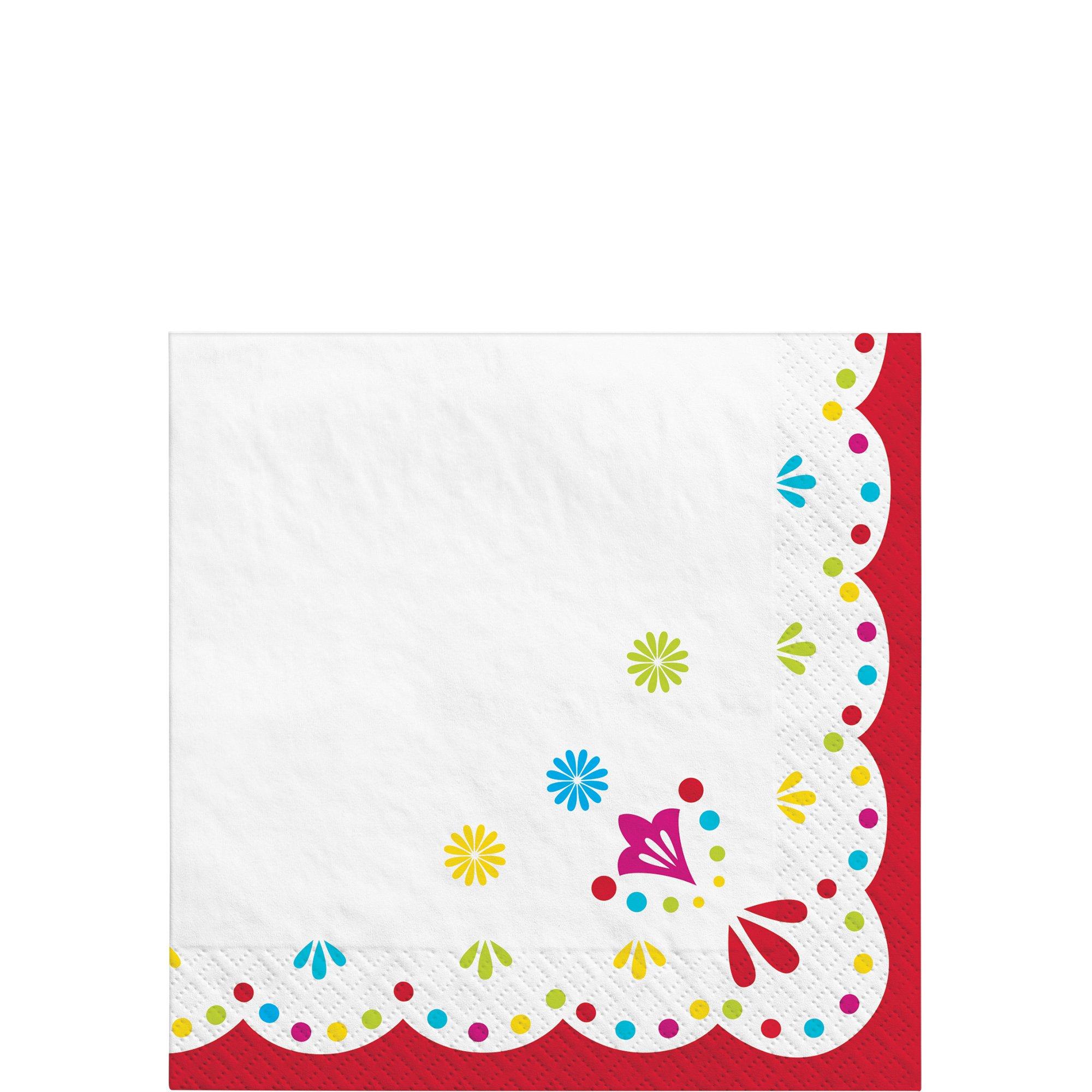 Fiesta Viva la Party Paper Beverage Napkins. 5in. 40ct