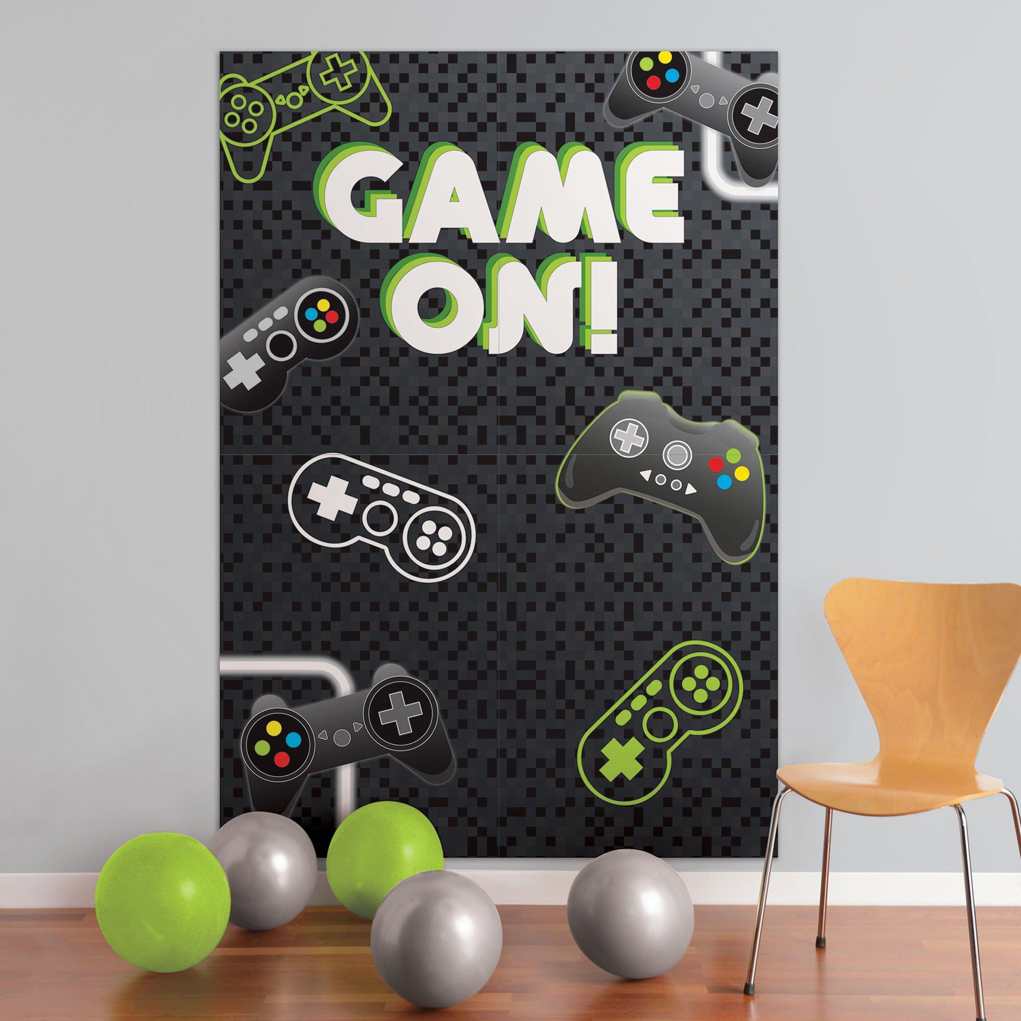 Game On! Level Up Photo Backdrop. 4.6ft x 6.6ft. 4pc