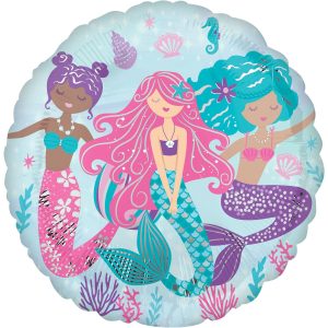 Shimmering Mermaid Round Foil Balloon. 18in