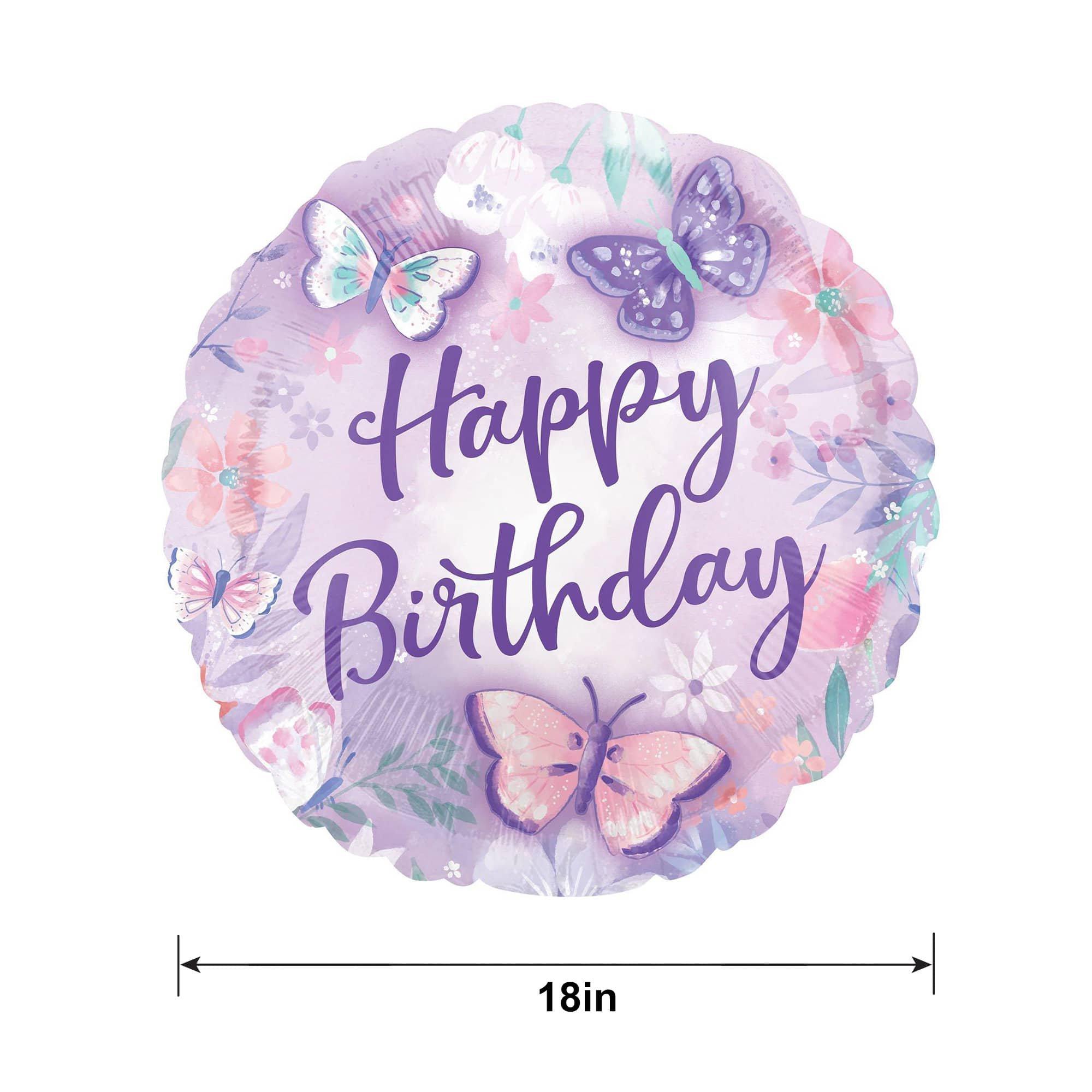 Flutter Butterfly Happy Birthday Foil Balloon. 18in - Image 2