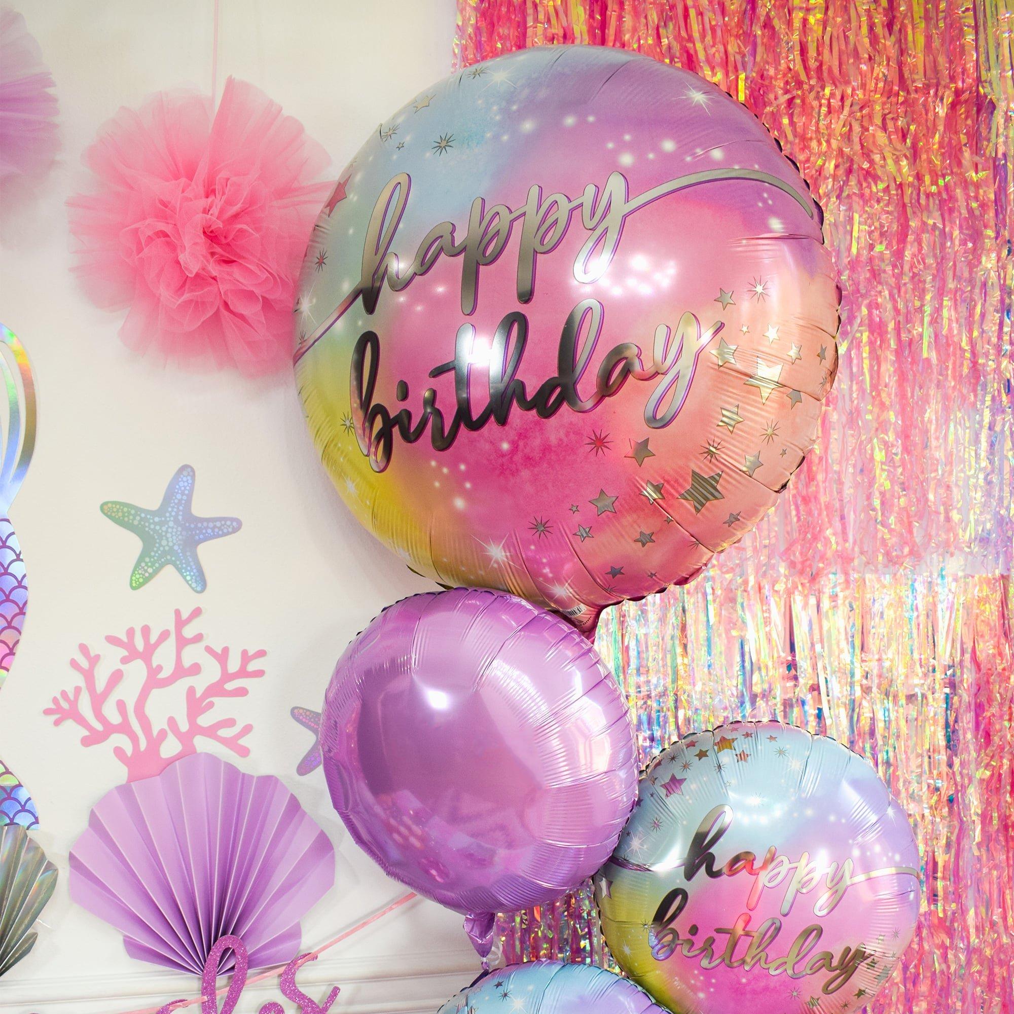 Iridescent Luminous Happy Birthday Foil Balloon. 18in - Image 2