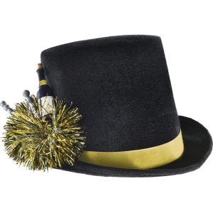 Black. Silver & Gold Champagne Bottle Fabric Top Hat