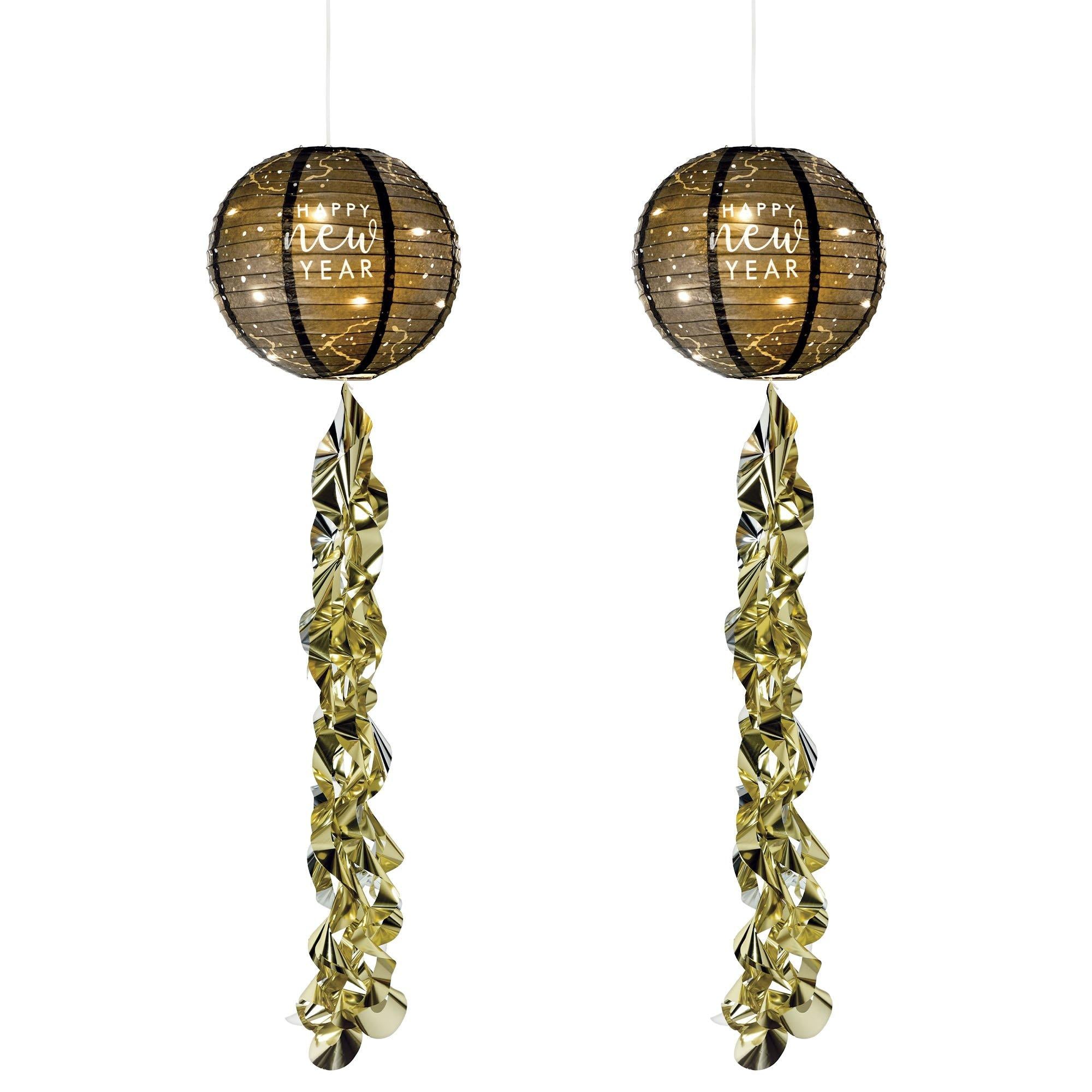 Light-Up Happy New Year Paper Lanterns. 9.5in. 2ct - Hello NYE