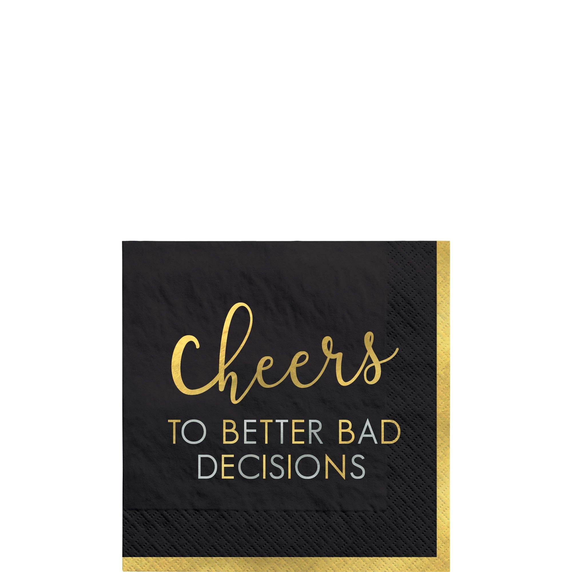 Cheers to Better Bad Decisions New Year's Eve Beverage Napkins. 5in. 16ct