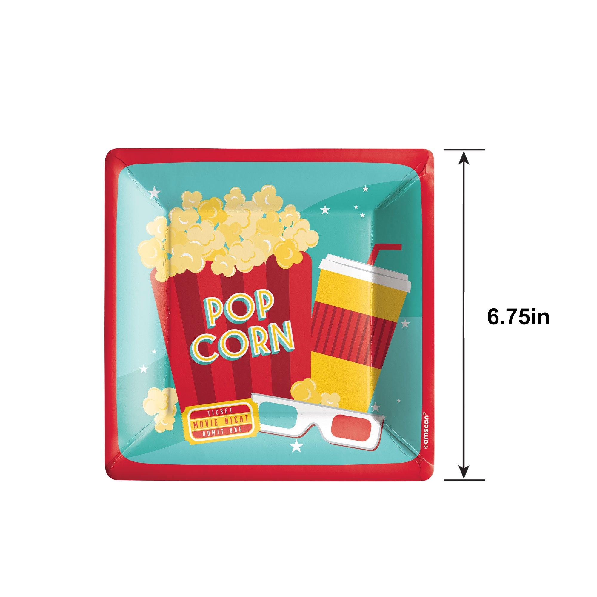 Concession Stand Square Paper Dessert Plates. 6.75in. 20ct - Movie Night - Image 3