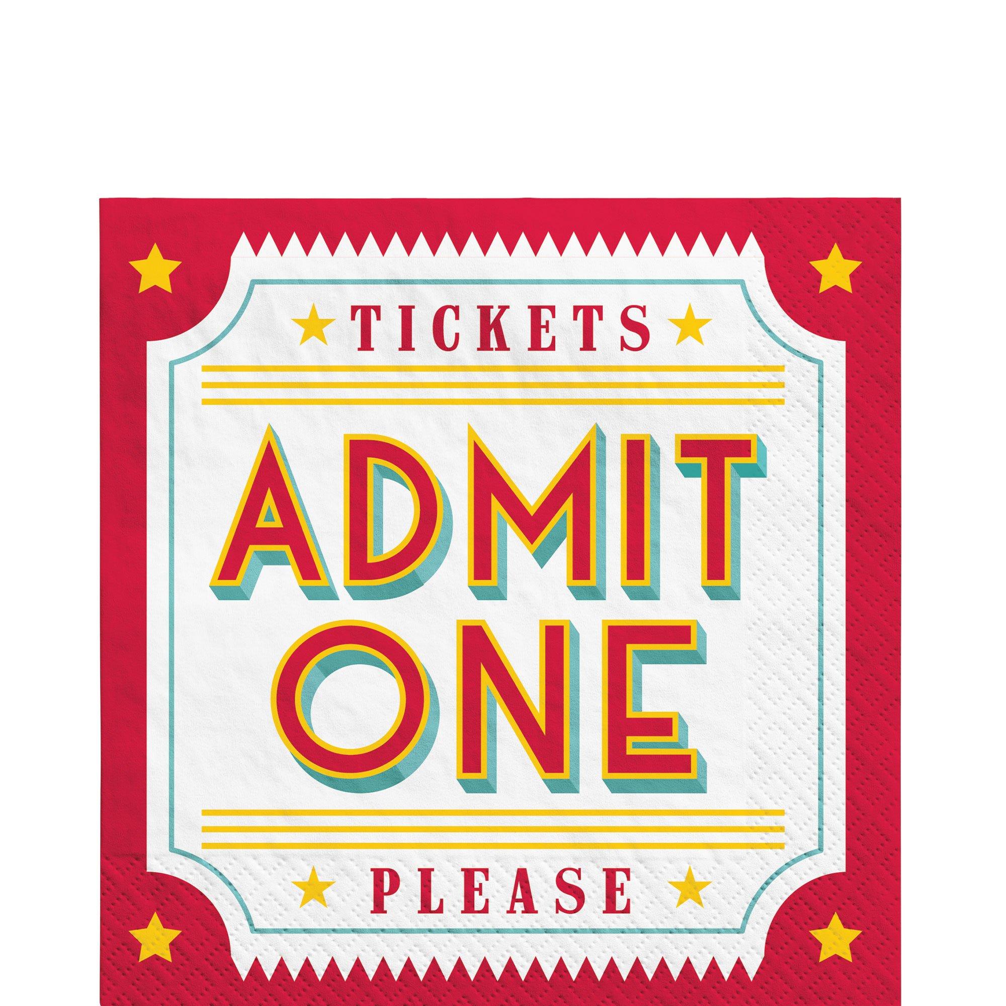 Admit One Paper Lunch Napkins. 6.5in. 40ct - Movie Night