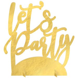 Metallic Gold Let's Party Cardstock Centerpiece. 8.6in x 9.5in