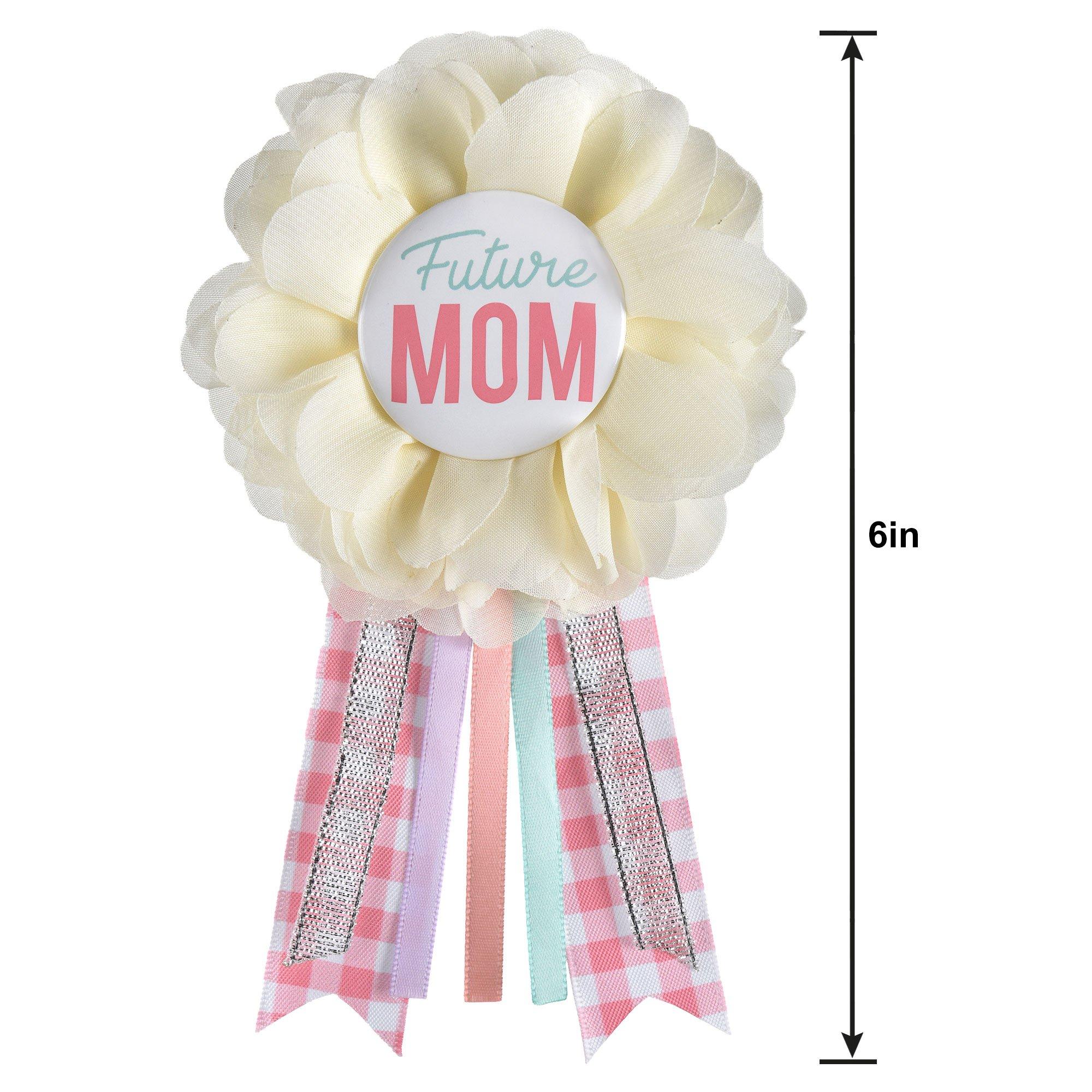 Pink. White & Blue Floral Future Mom Baby Shower Award Ribbon - Image 2