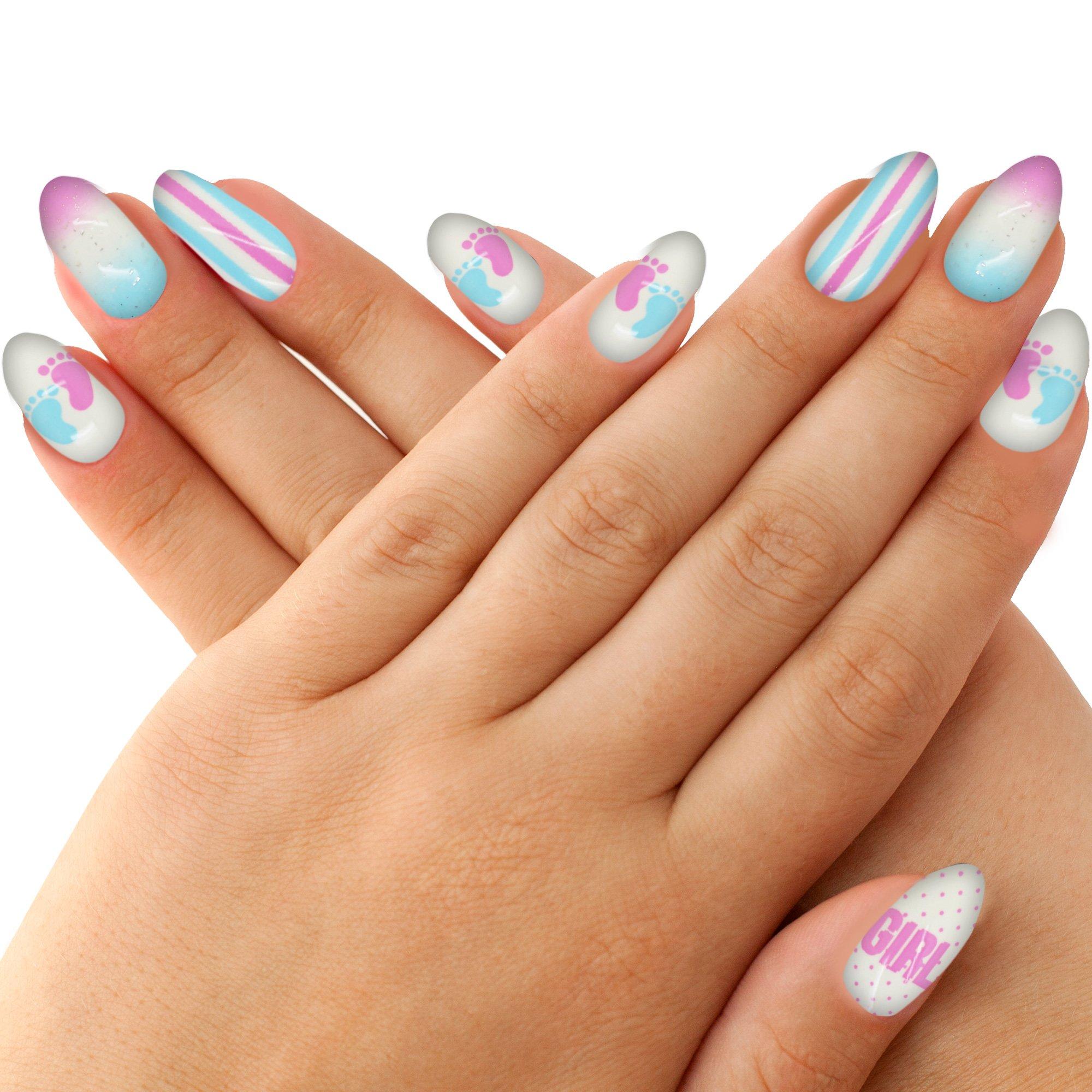 Boy or Girl? Gender Reveal Faux Nail Set. 24pc