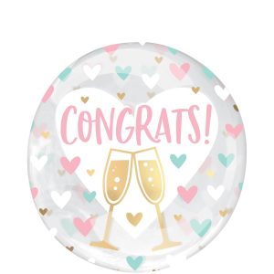 Congrats Hearts Plastic Balloon. 18in - Clearz™