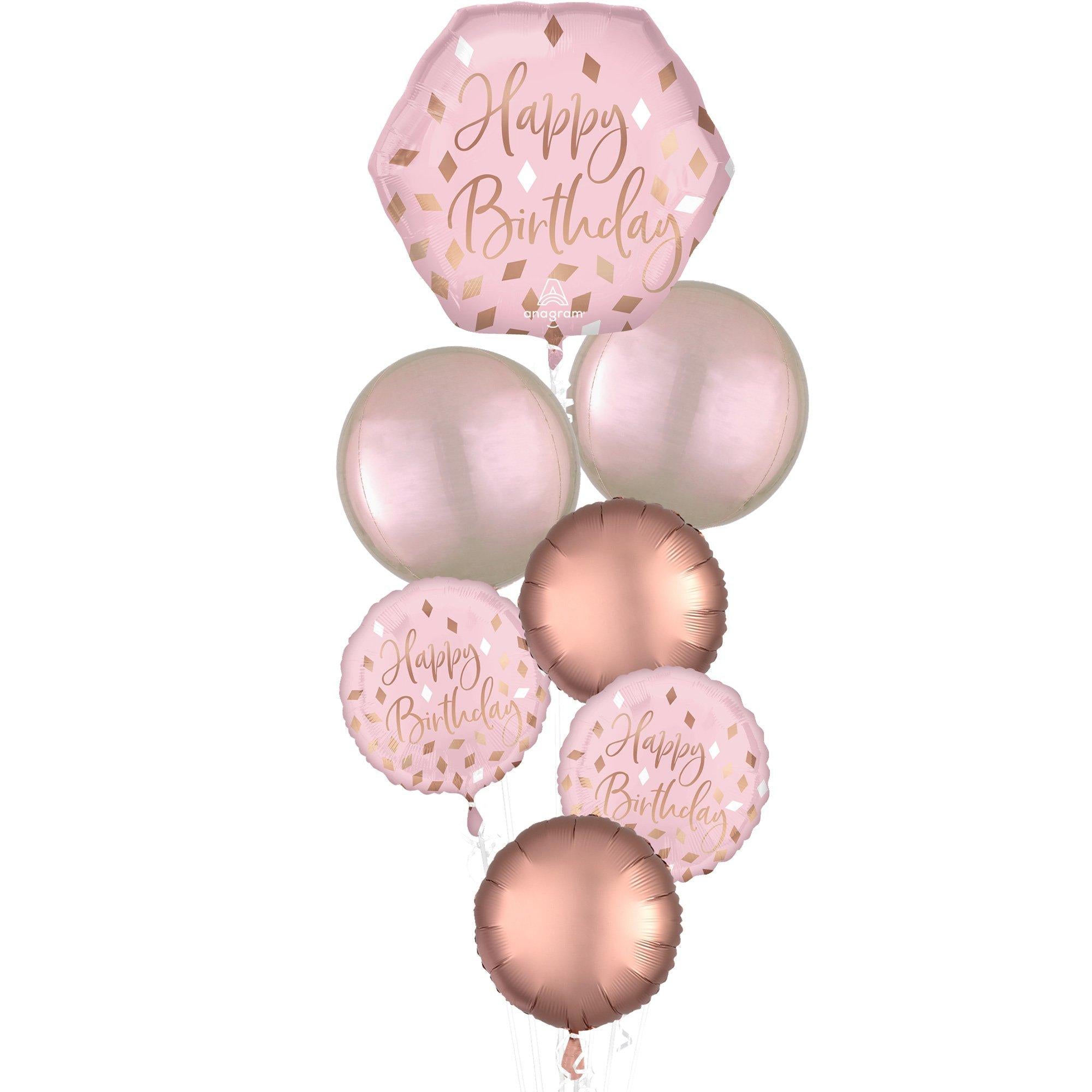 Premium Blush Birthday Foil Balloon Bouquet. 7pc
