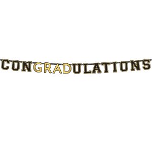 Black & Gold ConGRADulations Graduation Letter Banner. 10.85ft