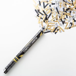 Giant Black. Silver. & Gold Graduation Confetti Cannon. 2in x 24in