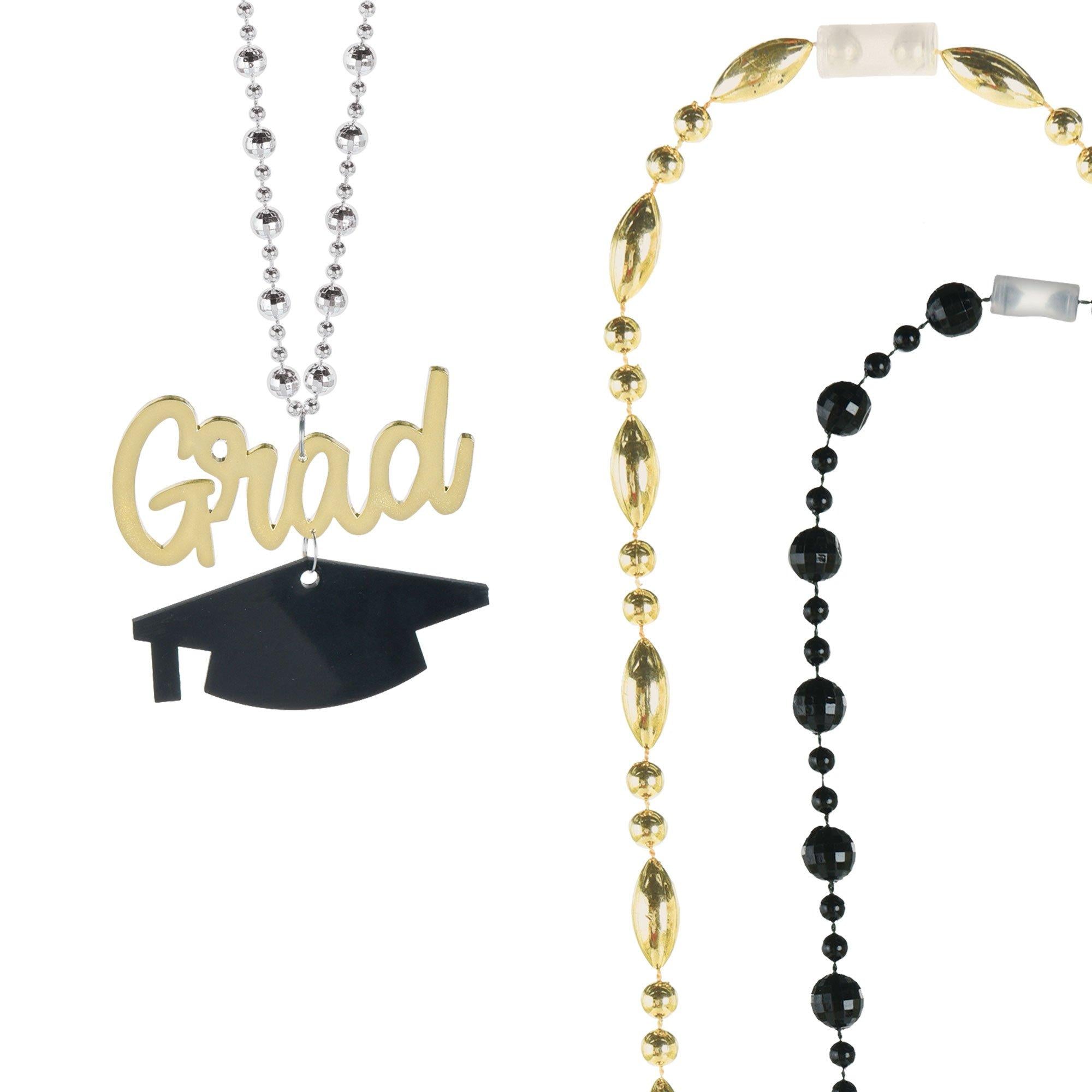 Black. Silver. & Gold Graduation Layered Bead Necklace. 20in - Image 2