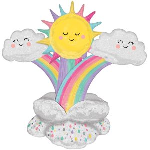 Stackerz™ Sun. Clouds & Rainbows Foil Balloon. 45in