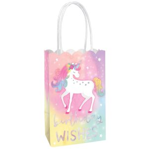 Enchanted Unicorn Birthday Paper Gift Bags. 5.25in x 8.4in. 8ct