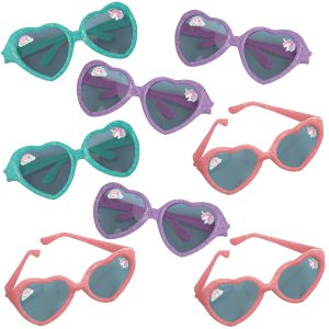 Glitter Enchanted Unicorn Plastic Sunglasses. 5in x 2in. 8ct