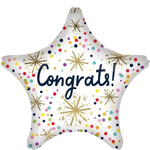 Confetti Sprinkle Congrats Star Foil Balloon. 27in