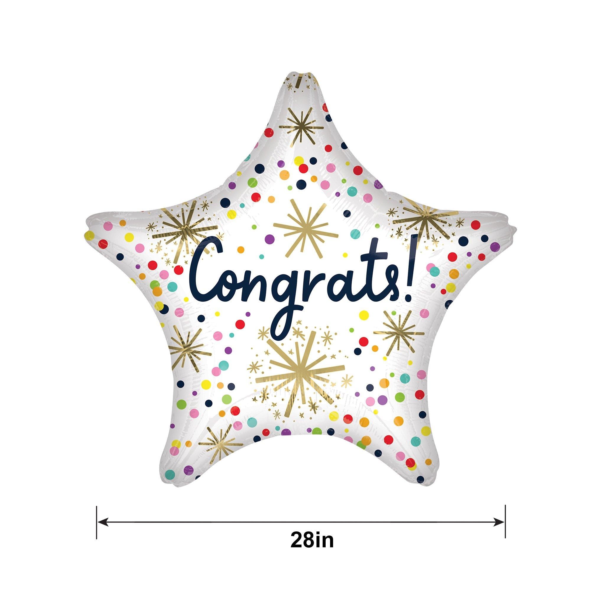 Confetti Sprinkle Congrats Star Foil Balloon. 27in - Image 2