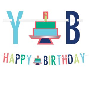Happy Birthday Cardstock Letter Banner. 12ft - Modern Birthday
