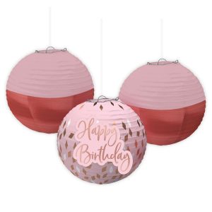 Blush Birthday Paper Lanterns. 9.5in. 3ct
