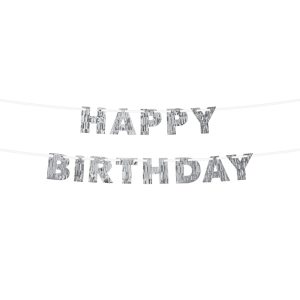 Silver Fringe Happy Birthday Banner. 7.8ft. 2ct - Sparkling Celebration