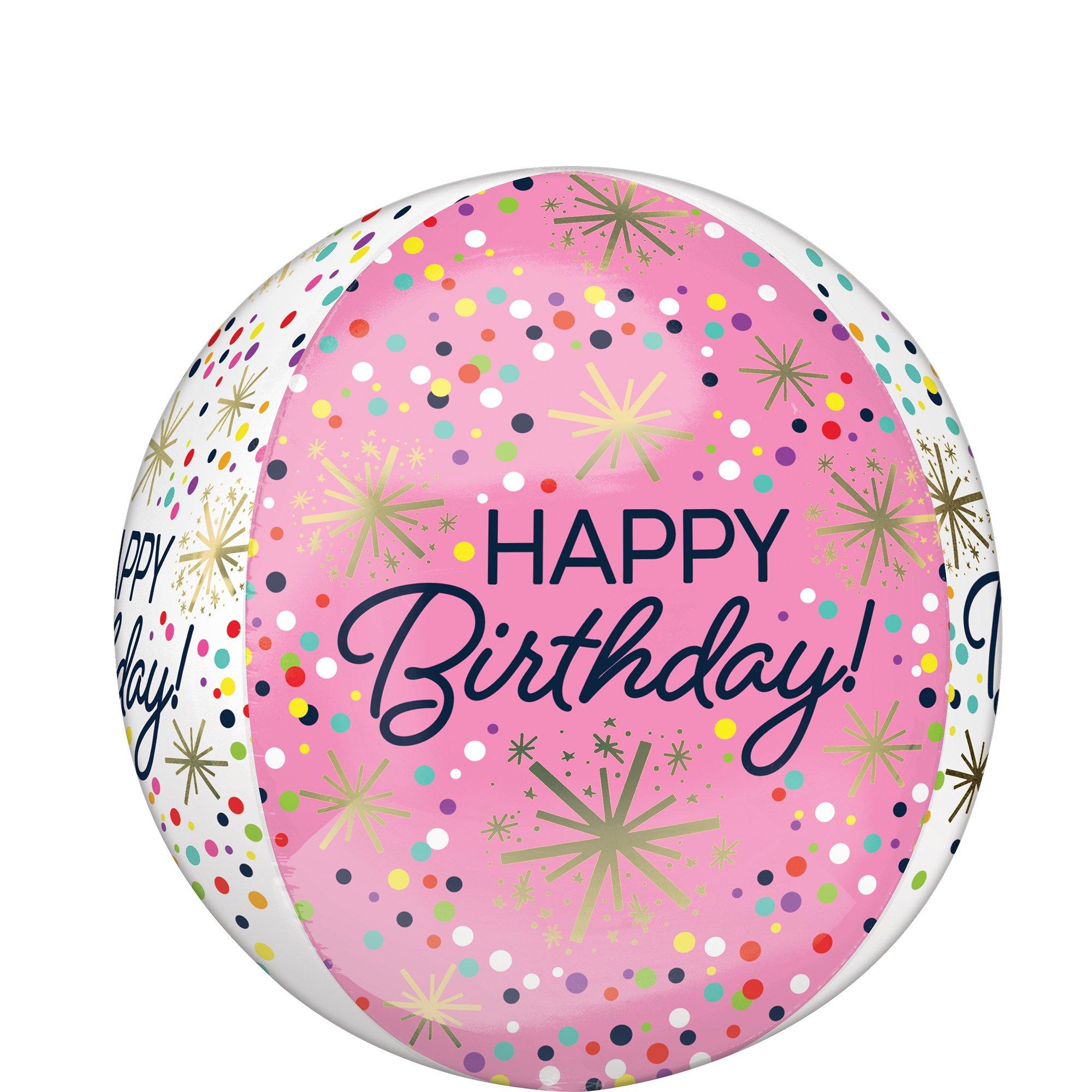 Confetti Sprinkle Happy Birthday Orbz Balloon. 15in x 16in - Image 3