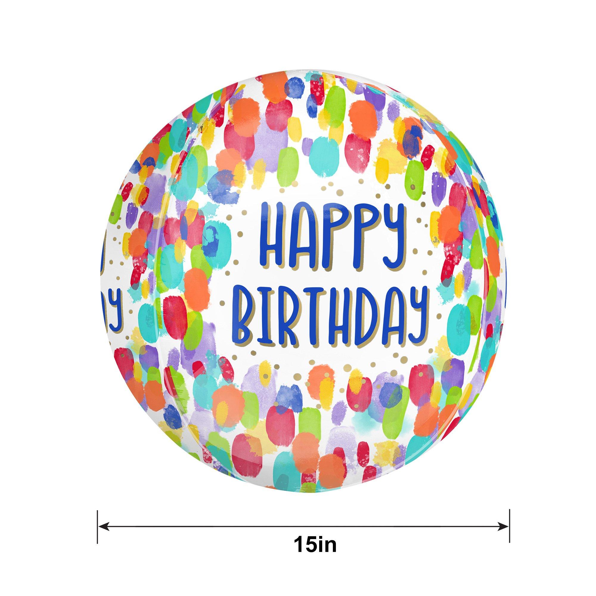 Painterly Dots Happy Birthday Orbz Balloon. 15in x 16in - Image 2