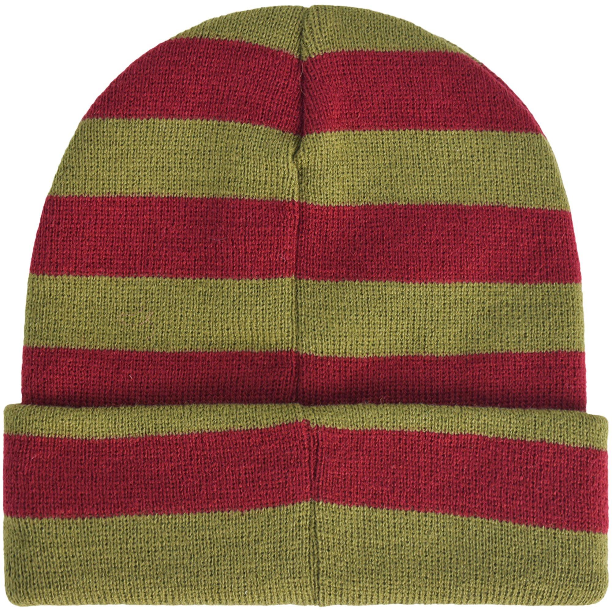 Green & Red Embroidered Freddy Krueger Glove Striped Acrylic Knit Beanie - A Nightmare on Elm Street - Image 2