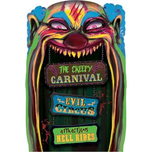 Creepy Carnival Black Light Reactive Lenticular Plastic Cutout. 12in x 18in