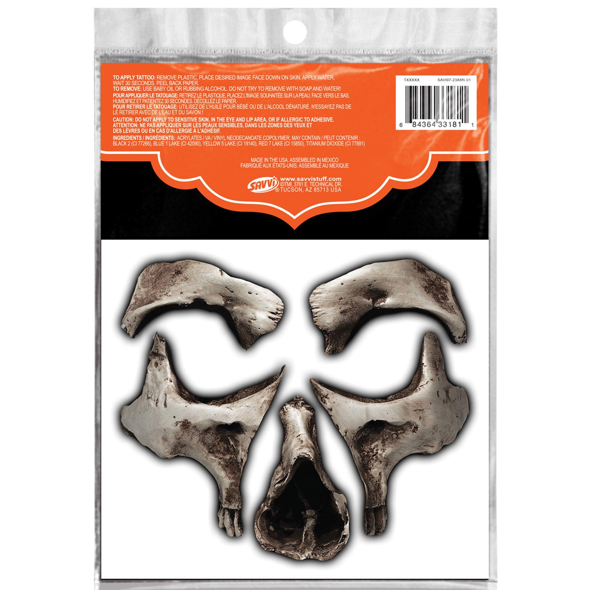 Full Face Skull Temporary Tattoo Set. 10pc - Image 2
