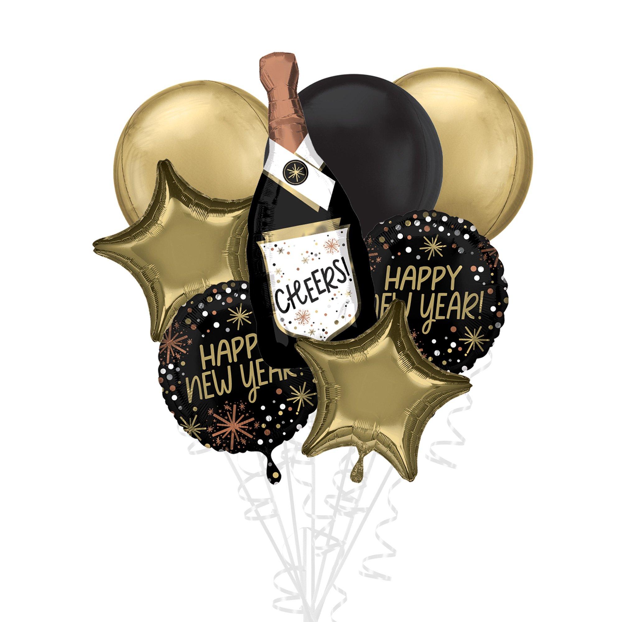 Premium New Year Confetti Foil Balloon Bouquet. 8pc