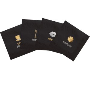New Year's Eve Edgy Bar Paper Beverage Napkins. 5in. 50ct