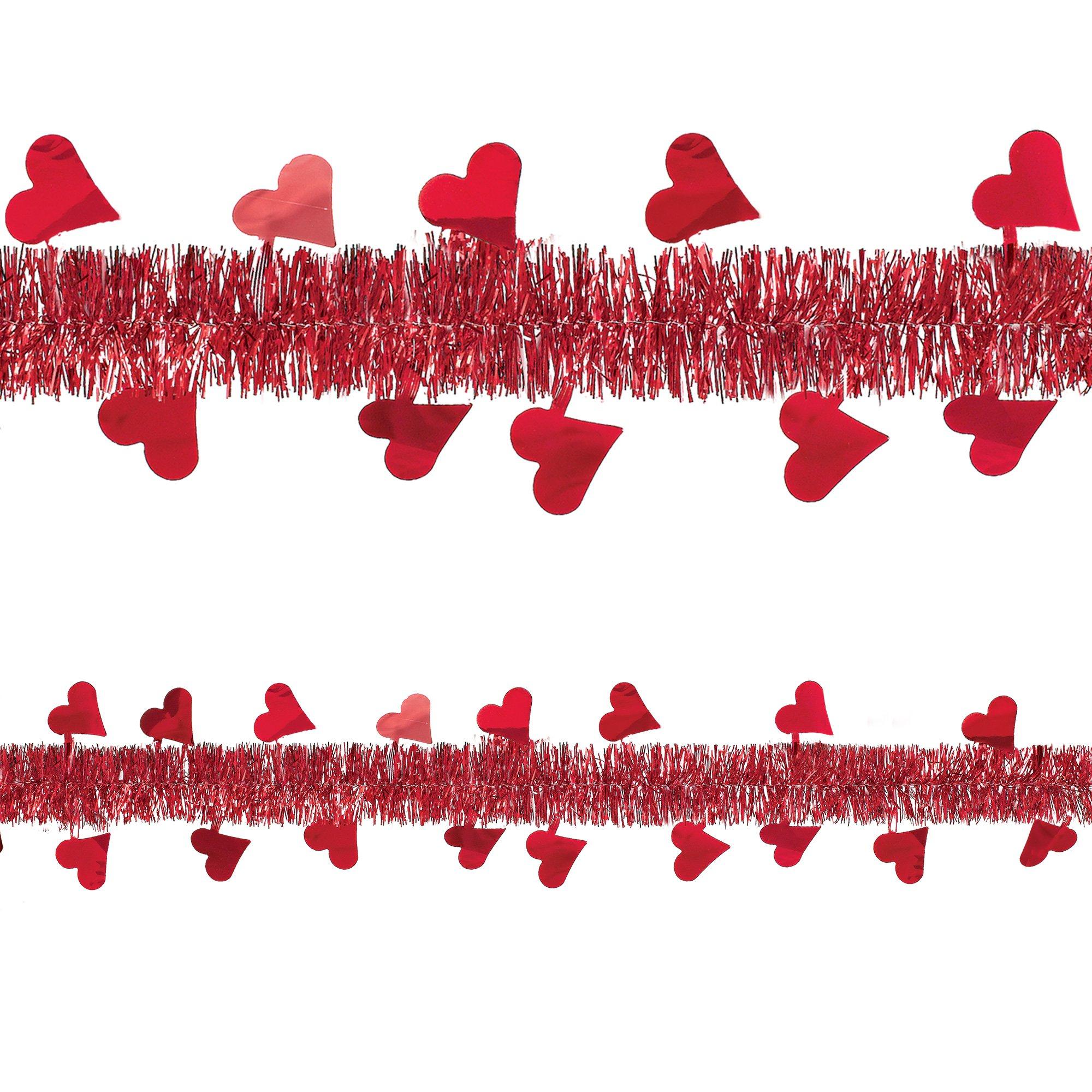Red Heart Valentine's Day Tinsel Garland. 9ft