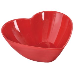 Red Heart-Shaped Melamine Bowl. 6.89in
