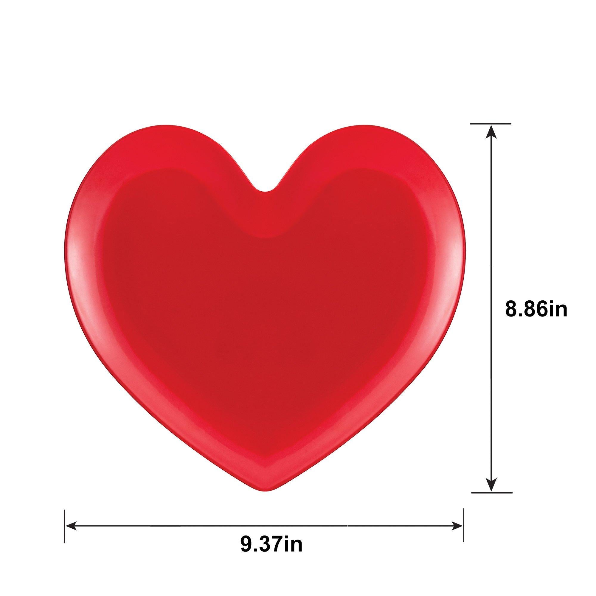 Red Heart-Shaped Melamine Lunch Plate. 9.37in - Image 2